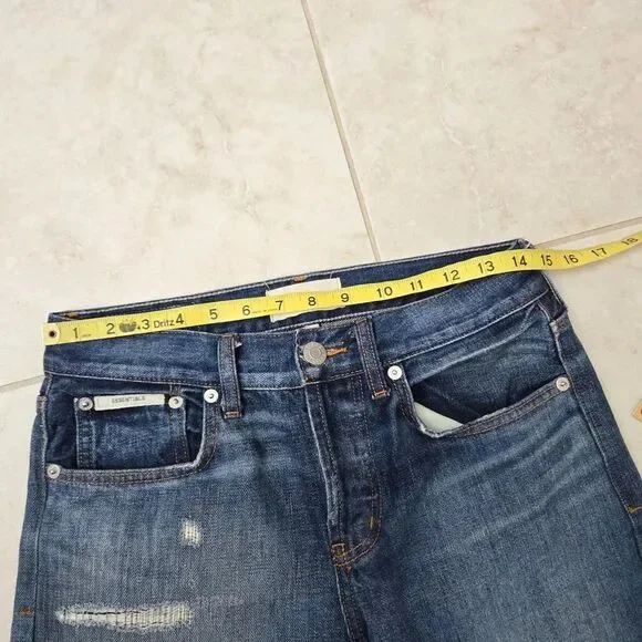 FOG Fear of God Mens Essentials Blue Jeans Size 28 Blue Distressed Patch Work - Picture 3 of 9